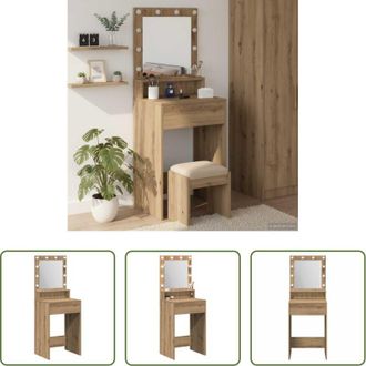 vidaXL Tavolo da trucco con specchio - Tavolo da Trucco Rovere artigianale 50 x 41 x 135 cm