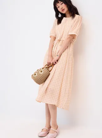 Twik Womens Tiered checkered maxi dress