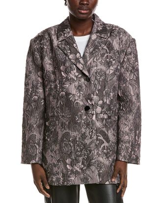 Ganni Ganni Rippled Jacquard Oversized Blazer