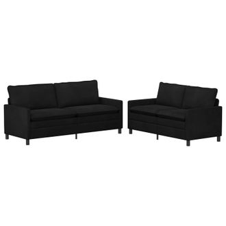 vidaXL Juego De Sof&aacute; 2 Uds. Negro Terciopelo Vidaxl