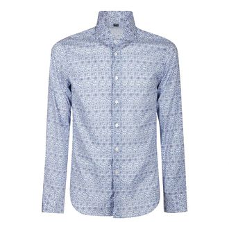 Fedeli Casual Shirts, male, Blue, L, Slim Fit Piqué Cotton Shirt