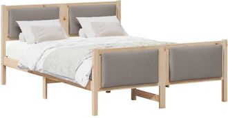 vidaXL Estructura De Cama Con Cabecera Taup&eacute; 135 X 190 Cm Tela Vidaxl
