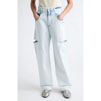Maison Margiela Ripped Side Cutout Jeans in Bleached Indigo Blue at Nordstrom, Size 25