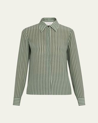 Michael Kors Hansen Striped Silk Pajama Shirt