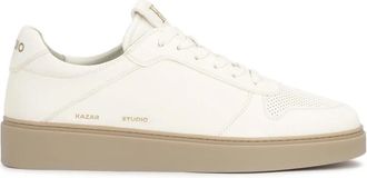 Kazar Comfortabele herensneakers met logos - Heren - Sneakers - Wit - 43 EU - Leer - Schoenen