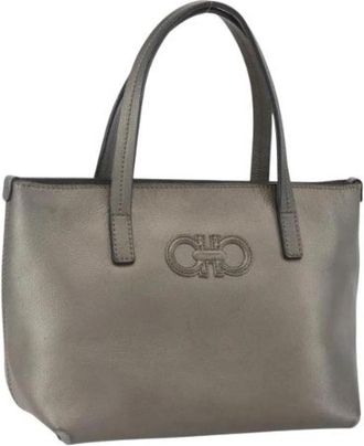 Ferragamo Pre-owned Leren Handtas - Dames - Vintage Handtas - Grijs - ONE Size - Leer - Vintage
