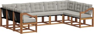 vidaXL Conjunto De Sof&aacute;s De Exterior 9 Uds. Gris Natural Y Claro Vidaxl