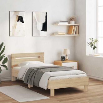 vidaXL Giroletto senza Materasso con Testiera Rovere Sonoma 100x200 cm - Vidaxl