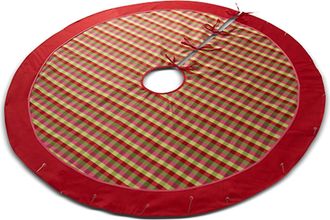 Raz Imports Inc. Bright Plaid Christmas Tree Skirt In Pink & Magenta