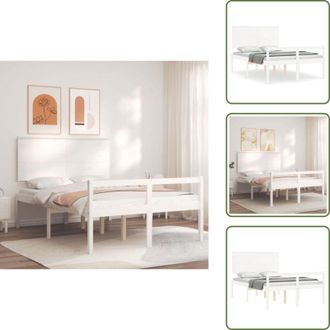 vidaXL The Living Store Letto per Anziani Bianco Testiera Small Double Legno Massello - Letto in legno