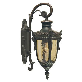 Elstead Lighting Aplique de exterior vintage en bronce con cristal &aacute;mbar ondulado