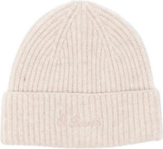 MC2 Saint Barth Moss ribbed-logo beanie hat - women - Wool - One Size - Neutrals