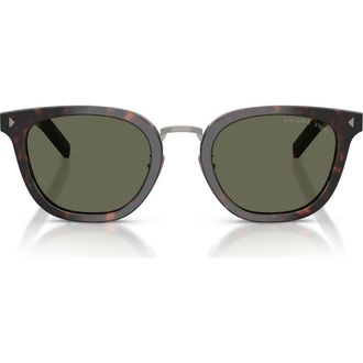Prada 49mm Polarized Cat Eye Sunglasses in Root Havana /Green Polar at Nordstrom