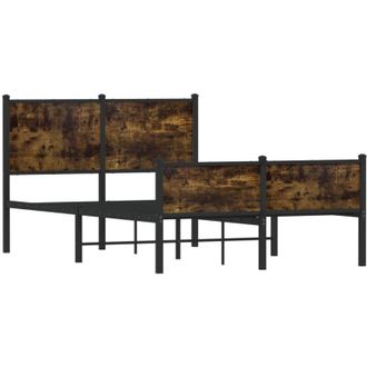vidaXL Metal Bed Frame without Mattress Smoked Oak 120x200 cm Vidaxl