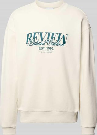 Review Sweatshirt mit Rundhalsausschnitt und Label-Print in Ecru, Größe XXL