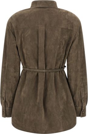 Fendi Womens Gray Lamb Leather Blouse
