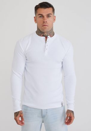 Siksilk Camiseta Henley Blanca para Hombre XXL