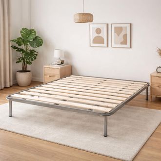 Talamo Italia Talamo Italia - Dmora - Somier Cuadrado Y Medio Dabaun, Base Ortop&eacute;dica Con Lamas Cepilladas, 100% Made In Italy, Cm 120x190h31