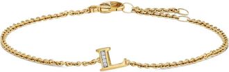 David Yurman Bracciale Petite Pavé Initial in oro giallo 18 carati con diamanti