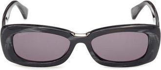 Max Mara 53mm Rectangular Sunglasses in Black Ruthenium /Smoke at Nordstrom