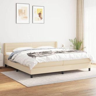 vidaXL Vidaxl - Cama Box Spring Con Colch&oacute;n Tela Color Crema 200x200 Cm