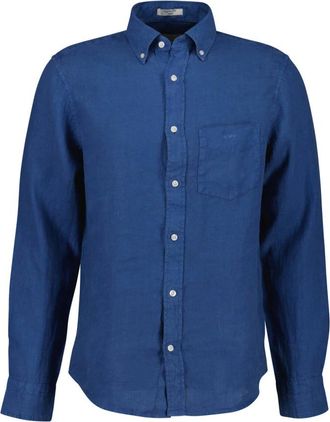 GANT Heren, Overhemden, Blauw, Maat: XL Linnen