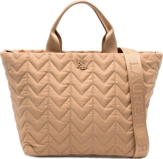 Ralph Lauren Quilted Extra-Large Tote with Dual Handles and Embossed Strap