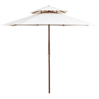 Berkfield Home Double Decker Parasol 270x270 cm Wooden Pole Cream White