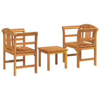 vidaXL Conjunto De Sal&oacute;n Rosa Del Jard&iacute;n 3 Pcs Madera De Acacia S&oacute;lida Vidaxl