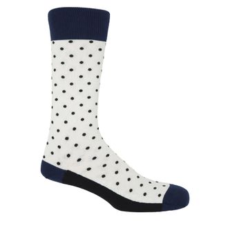 Peper Harow Pin Polka Mens Socks - White