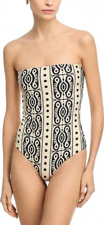 Johanna Ortiz Tribal Alta Off-The-Shoulder One-Piece Swimsuit In Ecru/black