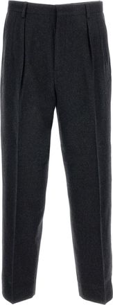Cellar Door Tailored Straight Leg Trousers With Front Pleats And Zip Closure