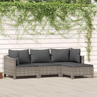 vidaXL Vidaxl - Set Divani da Giardino 4 pz con Cuscini in Polyrattan Grigio