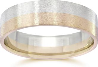Pompeii3 Brushed Two Tone Flat Wedding Band 14K Gold