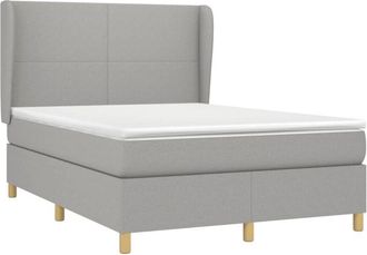 vidaXL Vidaxl - Cama Box Spring Con Colch&oacute;n Tela Gris Claro 140x190 Cm