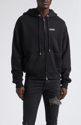 Amiri Relaxed Cotton French Terry Zip-Up Hoodie in Black at Nordstrom, Size Xxx-Large
