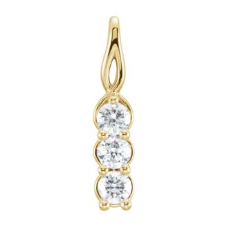 Diamond2Deal 14k Gold 1/3ct Lab-Grown Diamond Three-Stone Pendant