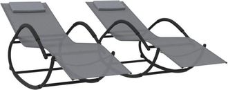 vidaXL Tumbonas Mecedoras 2 Uds Acero Y Textilene Gris Vidaxl