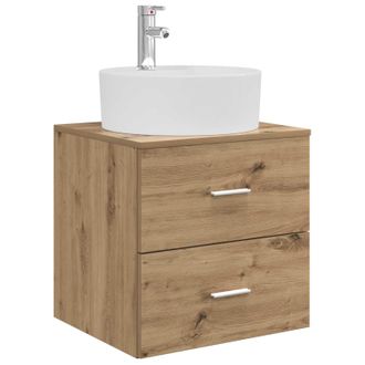 vidaXL Vanidad Con Lavabo De Pared Roble Artisan 49,5 X 44,5 X 65 Cm Vidaxl