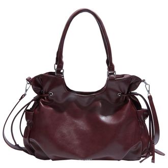 Generic PU Tote Bag Roomy Hobo Shoulder Bag Travel Tote Bag for Women (Red)