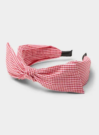 Simons Womens Gingham check bow headband