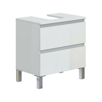 Dmora Mobile Sottolavabo Toutle, Mobiletto Da Bagno, Contenitore Porta Lavabo, Armadio Per Lavandino, 60x40 H64 Cm, Bianco Lucido - Dmora