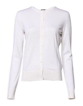 Dolce & Gabbana White Cashmere Crew Neck Top Cardigan Womens Sweater