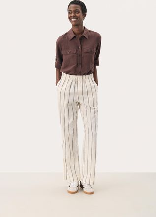 Part Two Casual broek Regular fit Eggnog and Brown Stripe brown white