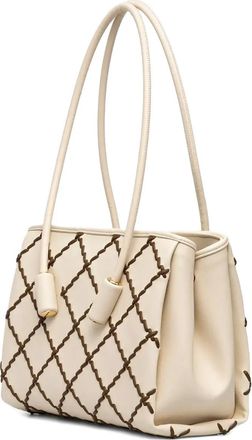 Themoirè Borsa tote con motivo a rombi - Toni neutri