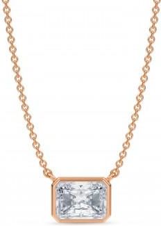 Allurez Radiant Lab Diamond Solitaire Pendant Necklace 14K Rose Gold (1.50ct)