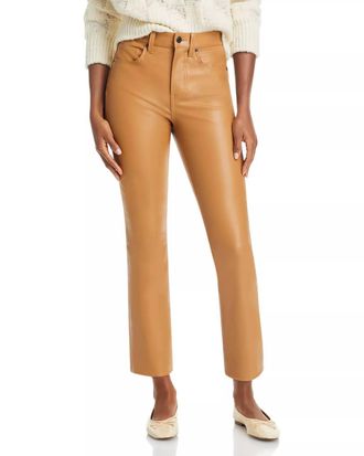 Veronica Beard Pre-Loved Carly Kick Flare High Rise Faux Leather Jeans In Cognac