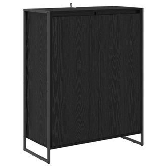 vidaXL Armario Para Zapatos Con Puerta Roble Negro 79 X 36 X 100 Cm Vidaxl