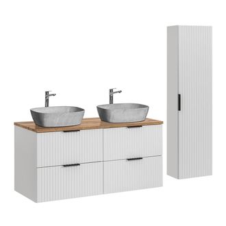 Petits Meubles Set mueble lavabo y columna estratificado Blanco