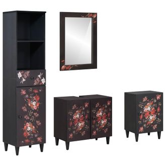 vidaXL Juego De Muebles De Ba&ntilde;o Con Caj&oacute;n 4 Pcs Madera De Mango Maciza Vidaxl